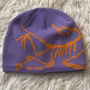 Arc'teryx Purple Beanie with Orange Logo Graphic